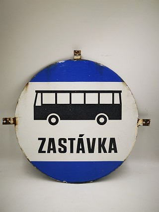 Zastávka autobusu - Smaltovaná oboustranná cedule