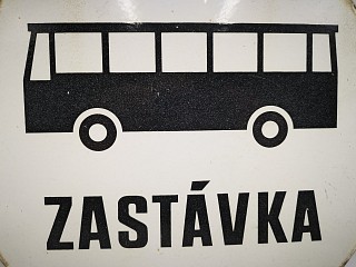 Zastávka autobusu - Smaltovaná oboustranná cedule