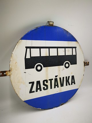 Zastávka autobusu - Smaltovaná oboustranná cedule